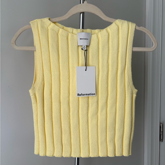 Reformation Butter Yellow Callie Cotton Ribbed Sweater Tank Size XS - Picture 3 of 4
